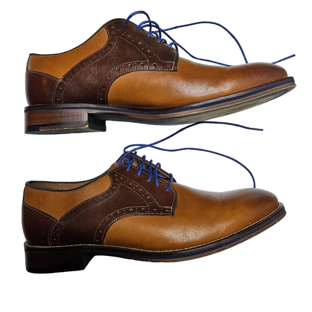Johnston & Murphy Shoes Men's 9 Wide Brown Leather Conard Saddle Lace Up 20-3316 - Picture 1 of 5